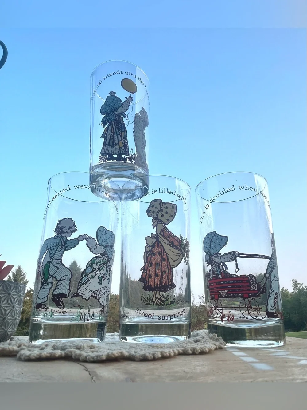 VintageSet of 4 ASSORTED Holly Hobbie American Greetings Corp. Glasses